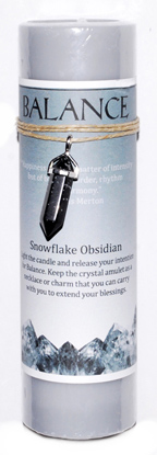 Balance pillar candle with Snowflake Obsidian pendant - Click Image to Close