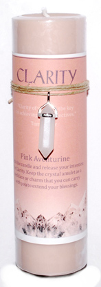 Clarity pillar candle with Pink Aventurine pendant - Click Image to Close