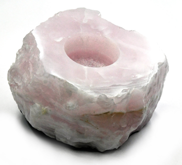 4" Pink Calcite tealight holder - Click Image to Close