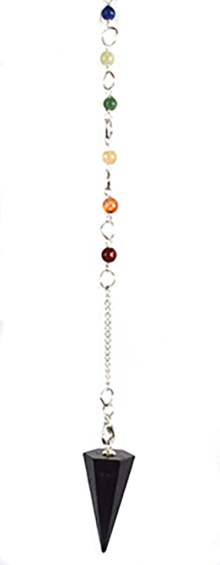 (image for) 6-sided Shungite chakra pendulum