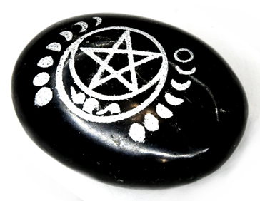 Tourmailne Pentagram & Moon palm stone - Click Image to Close